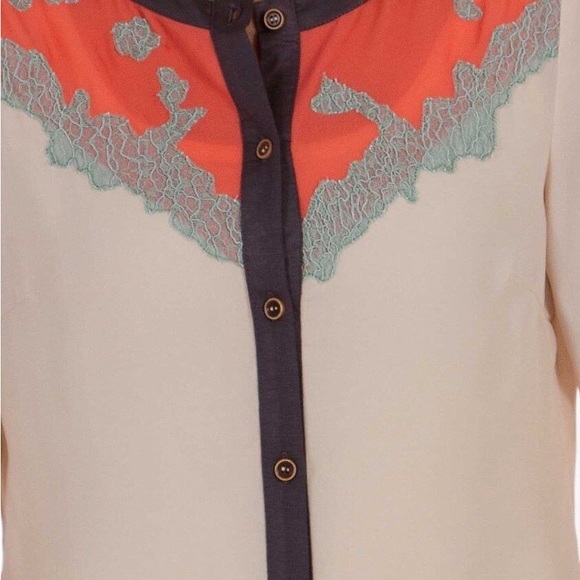 BKE BOUTIQUE Chiffon Blouse Women’s Button Down Size Small Aztec Boho - Picture 3 of 11